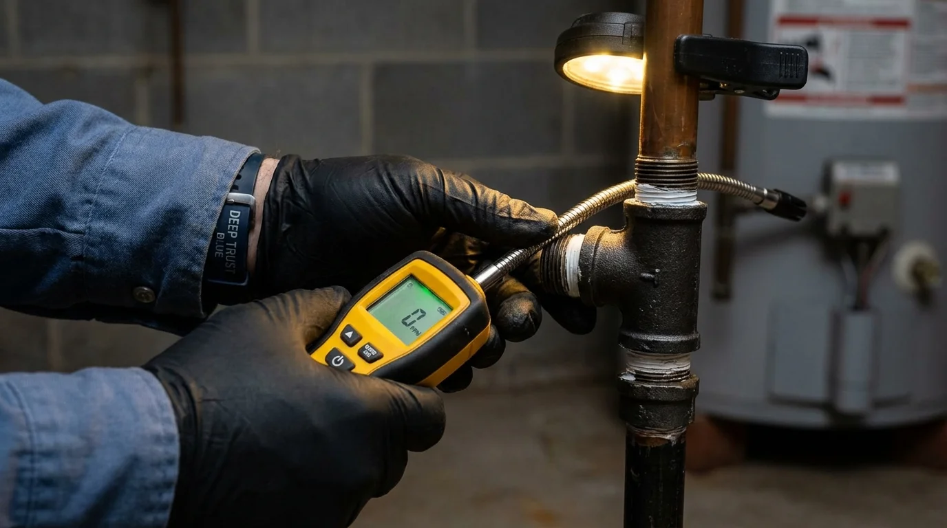 Gas leak detection with electronic sniffer by Johns Plumbing LLC in Bethel